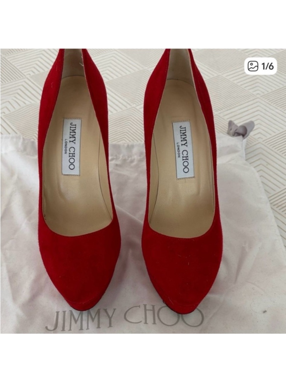 Jimmy Choo Red Suede Pointed-Toe Pumps